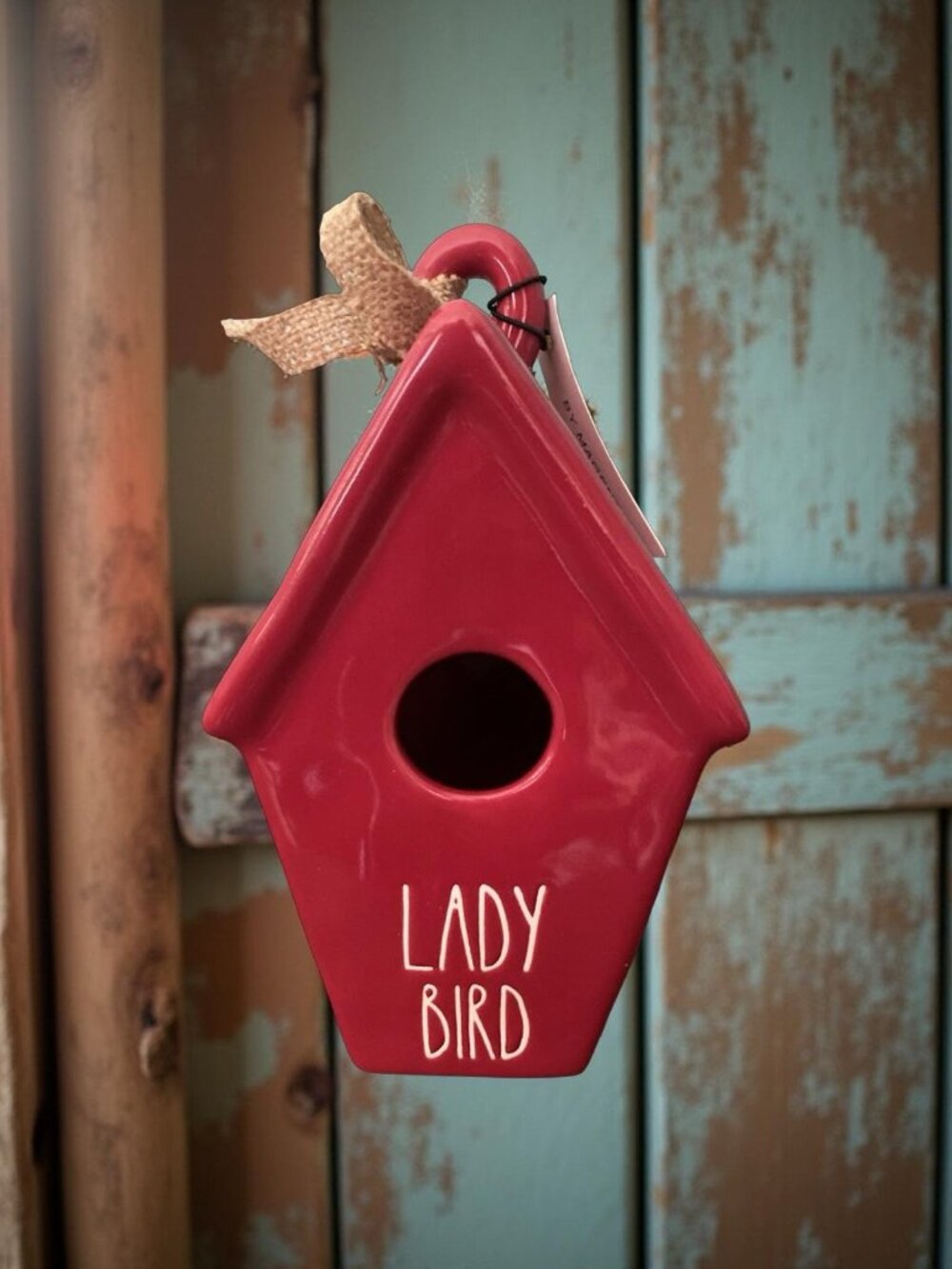 Rae Dunn LADY BIRD Birdhouse Red Ceramic Farmhouse Decor NEW
